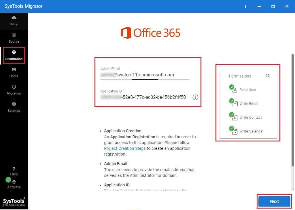 Enter Office 365 Details